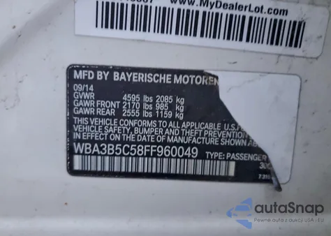 2015 BMW 328 Xi Sulev from USA, damaged, VIN WBA3B5C58FF960049